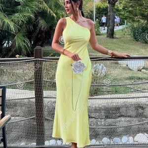 NWT ZARA SATIN EFFECT ASYMMETRIC DRESS